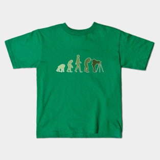 Green Photographer Evolution Kids T-Shirt